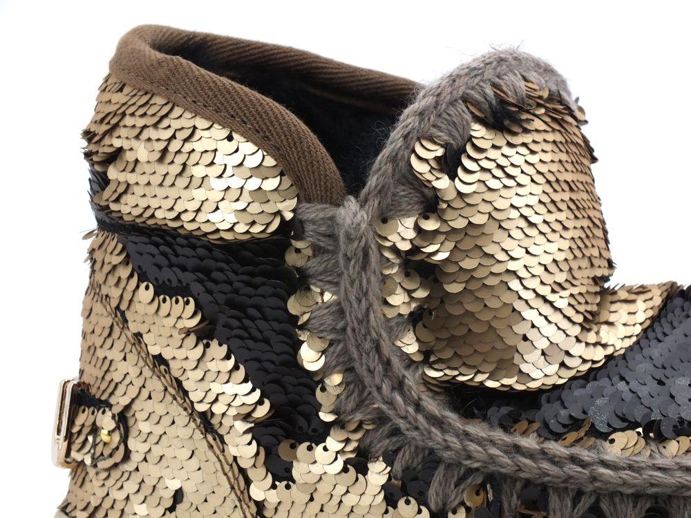 MOU Eskimo Sneaker Big Metal Logo Stivale Pelo Pailettes Sequins Gold Matt MU.FW111008G - Sandrini Calzature e Abbigliamento