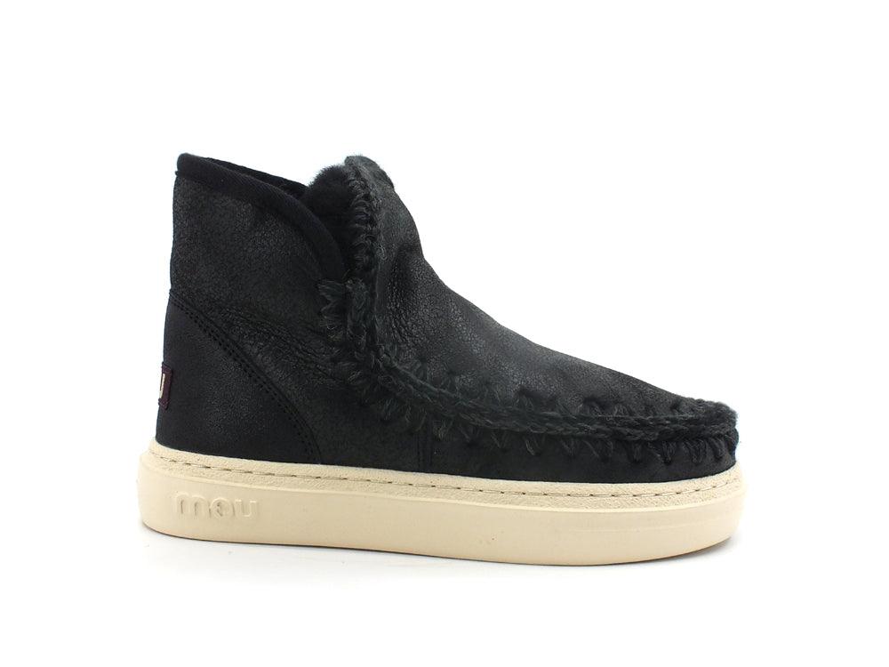 MOU Eskimo Sneaker Bold Stivaletto Pelle Pelo Cracked Black Grey MU.FW411000B - Sandrini Calzature e Abbigliamento