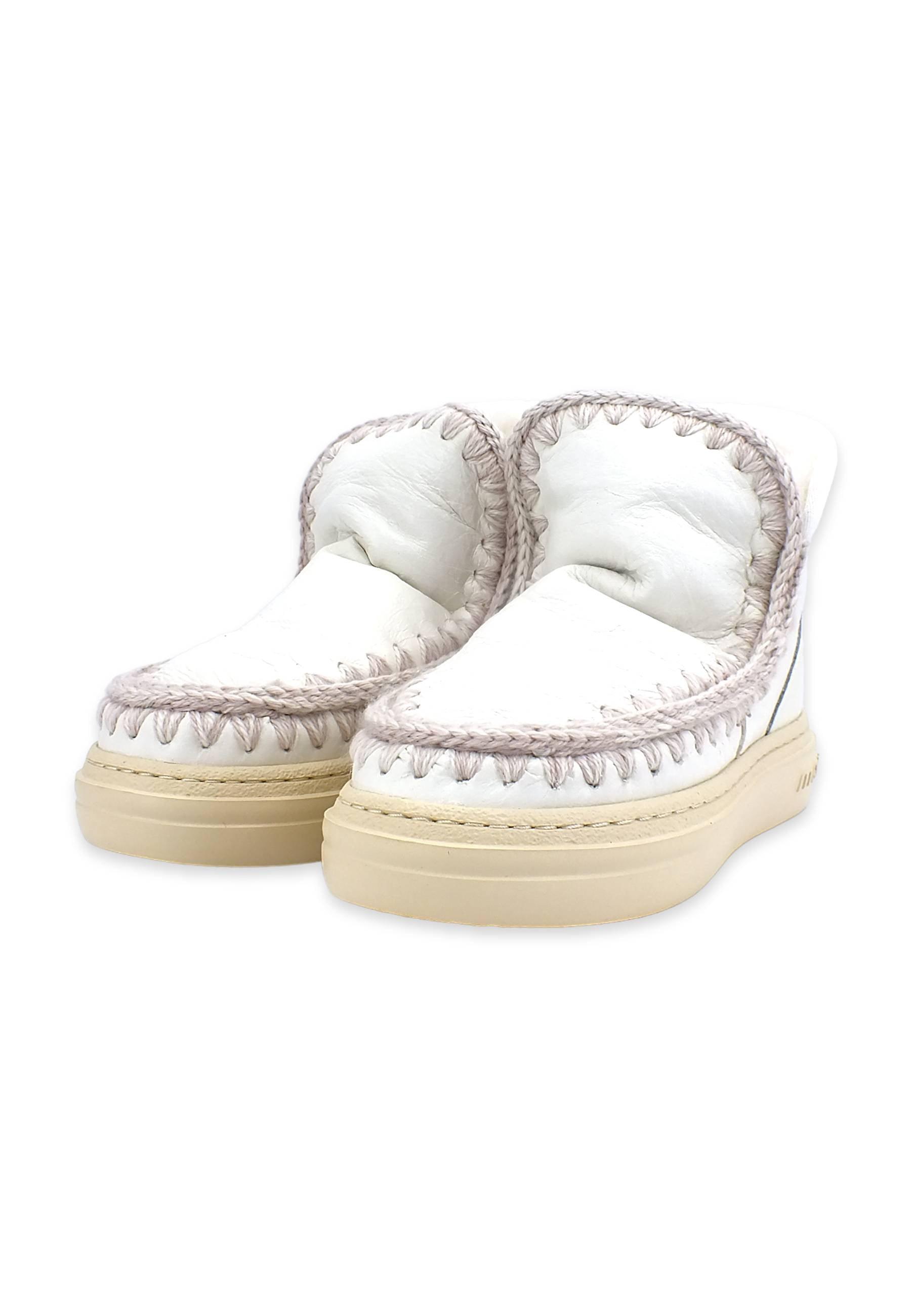 MOU Eskimo Sneaker Bold Stivaletto Pelo Donna Patent White - Sandrini Calzature e Abbigliamento