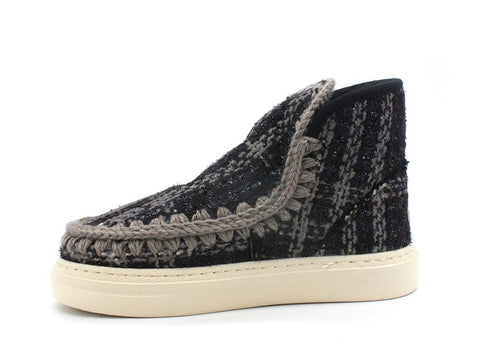 MOU Eskimo Sneaker Bold Textile Tartan Lurex Black White MU.FW411000K - Sandrini Calzature e Abbigliamento