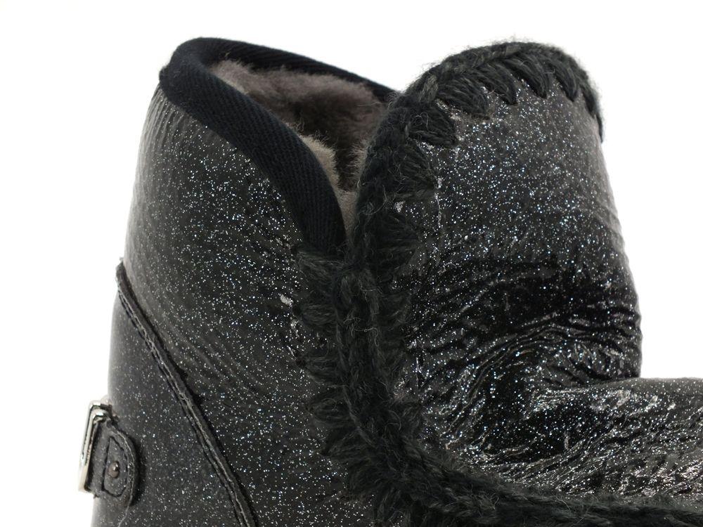 MOU Eskimo Sneaker Stivale Pelo Glitter Logo Black Charcoal MU.FW111008C - Sandrini Calzature e Abbigliamento