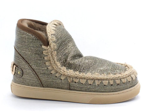 MOU Eskimo Sneaker Stivale Pelo Glitter Logo Dark Stone MU.FW111008C - Sandrini Calzature e Abbigliamento