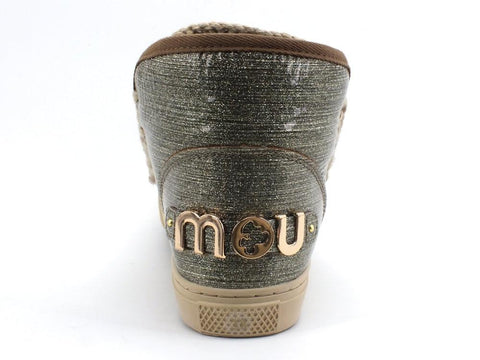 MOU Eskimo Sneaker Stivale Pelo Glitter Logo Dark Stone MU.FW111008C - Sandrini Calzature e Abbigliamento