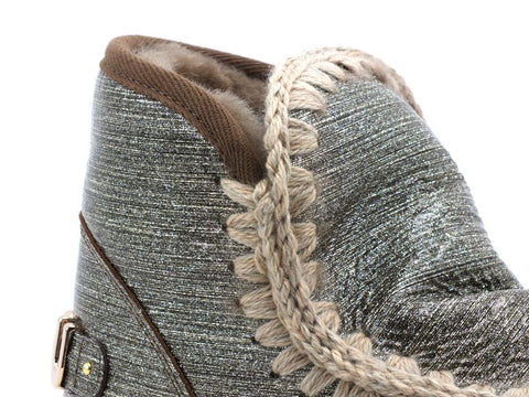 MOU Eskimo Sneaker Stivale Pelo Glitter Logo Dark Stone MU.FW111008C - Sandrini Calzature e Abbigliamento