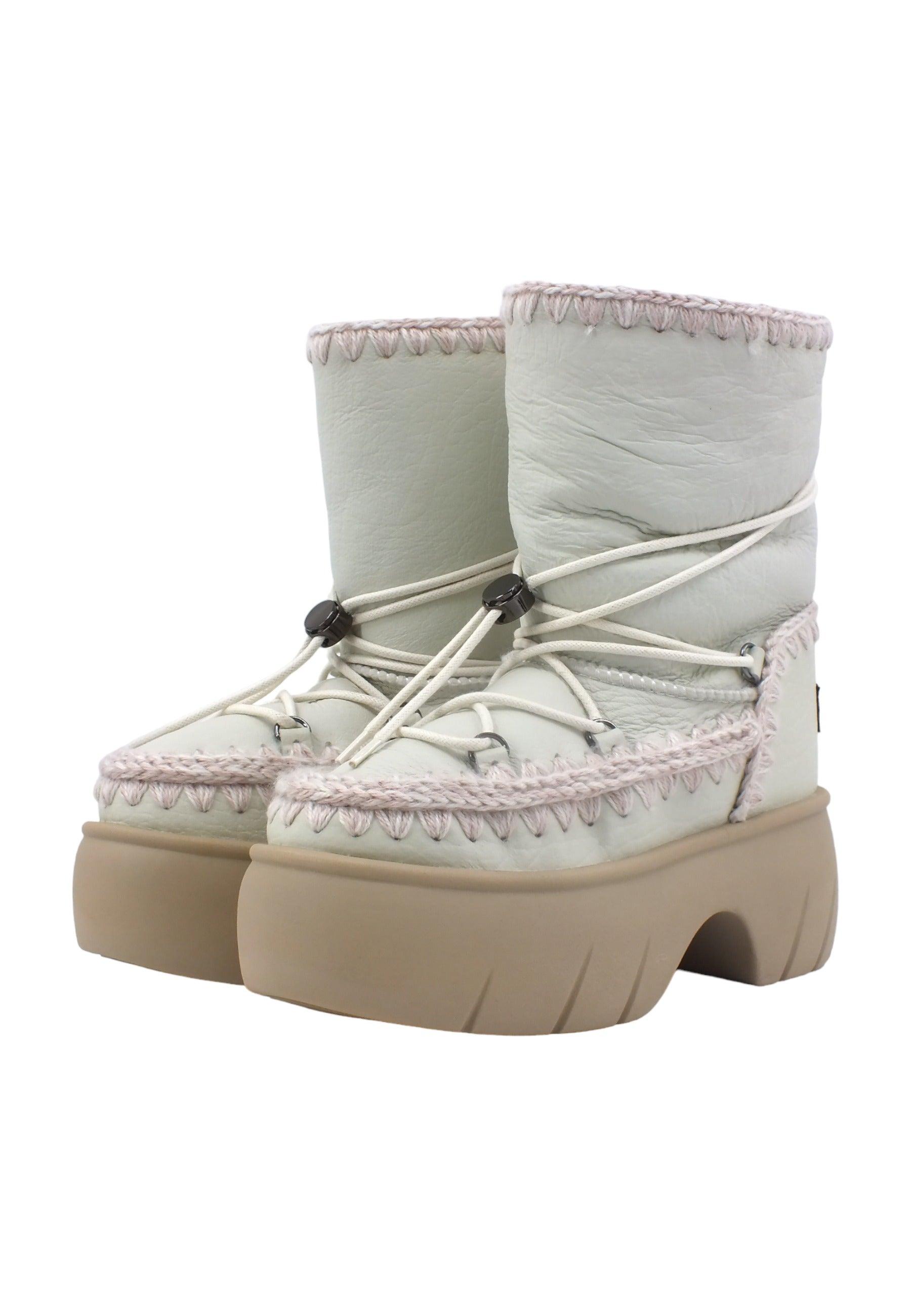 MOU Eskimo Stivaletto Pelo Tacco Donna Nubuk True White MU.FW521001B - Sandrini Calzature e Abbigliamento