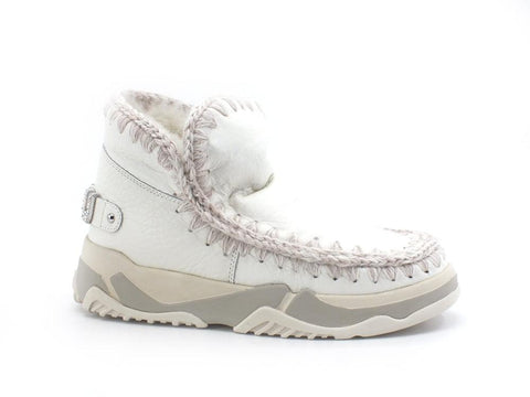 MOU Eskimo Trainer Logo Rhinestone Stivaletto Pelo Waxi White - Sandrini Calzature e Abbigliamento