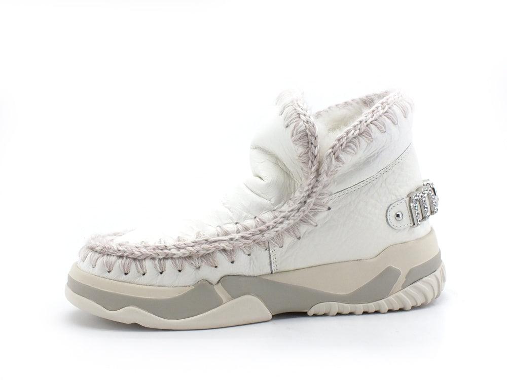 MOU Eskimo Trainer Logo Rhinestone Stivaletto Pelo Waxi White - Sandrini Calzature e Abbigliamento