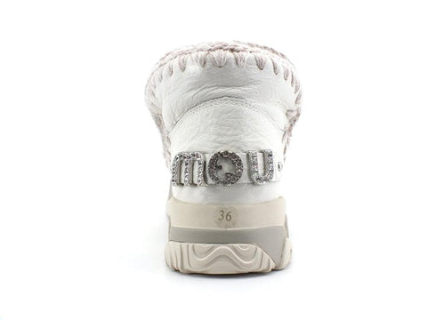MOU Eskimo Trainer Logo Rhinestone Stivaletto Pelo Waxi White - Sandrini Calzature e Abbigliamento
