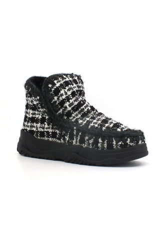 MOU Eskimo Trainer Stivaletto Pelo Donna Lurex Tweed Black MU.FW201022K - Sandrini Calzature e Abbigliamento