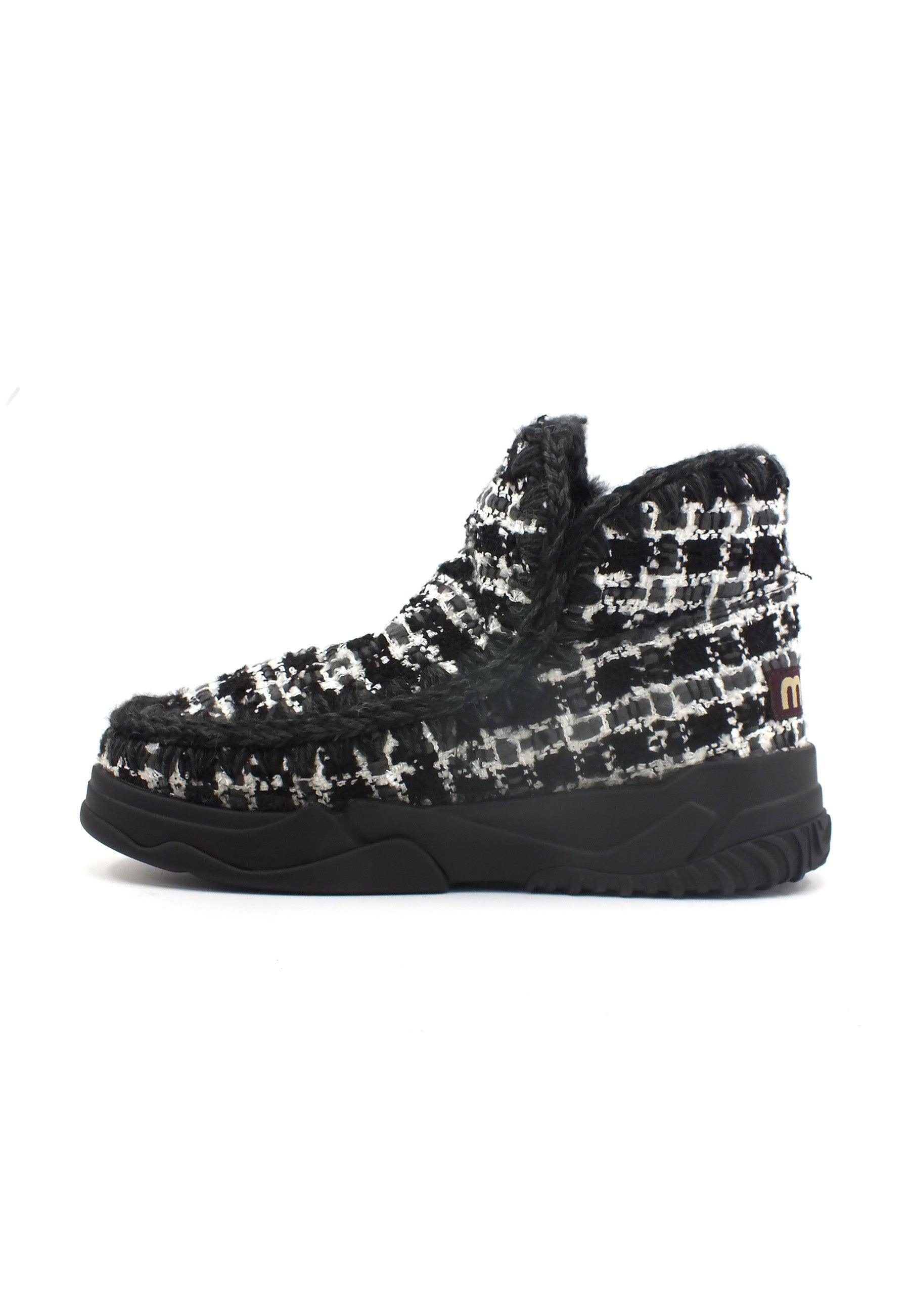 MOU Eskimo Trainer Stivaletto Pelo Donna Lurex Tweed Black MU.FW201022K - Sandrini Calzature e Abbigliamento