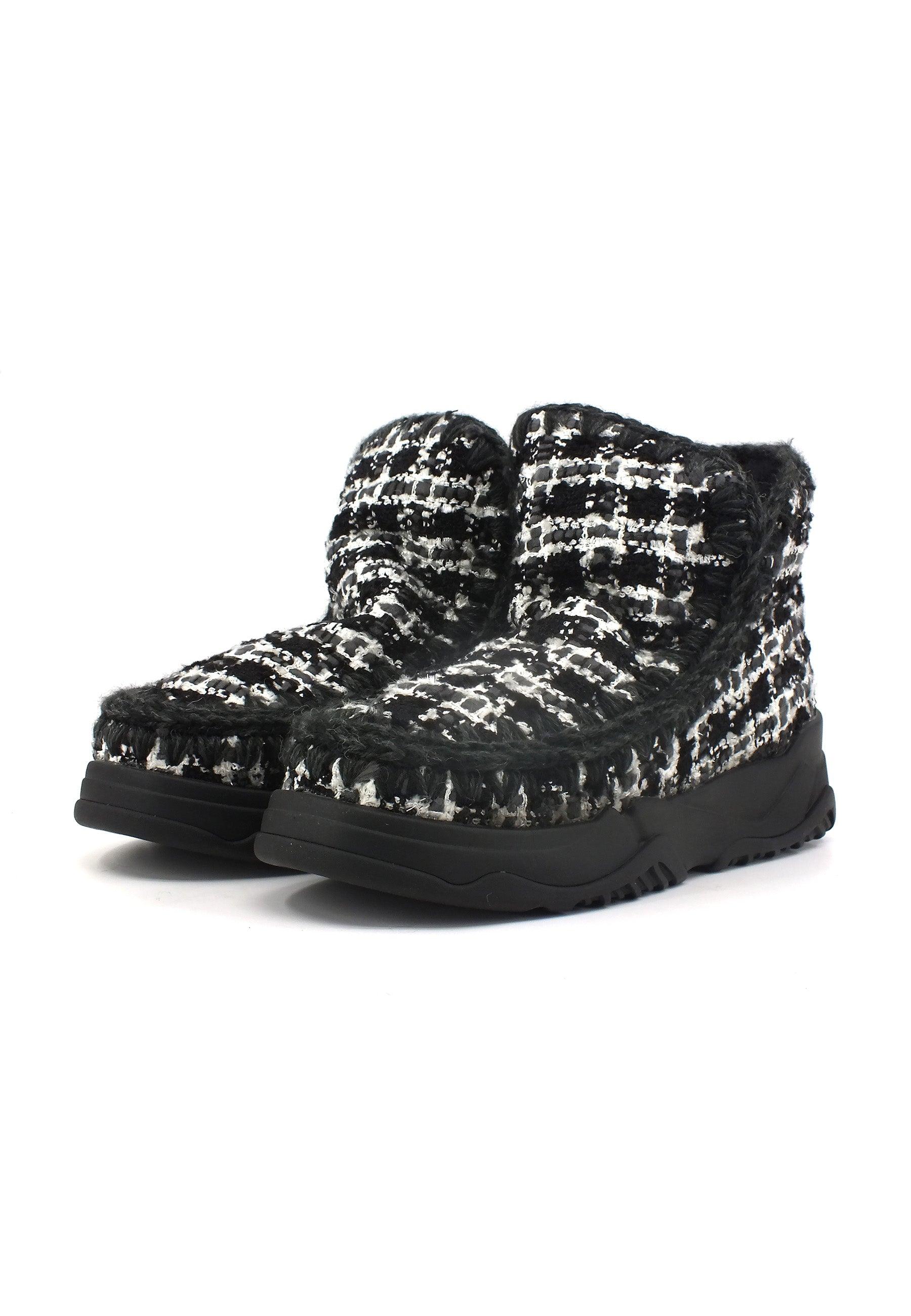 MOU Eskimo Trainer Stivaletto Pelo Donna Lurex Tweed Black MU.FW201022K - Sandrini Calzature e Abbigliamento