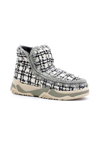 MOU Eskimo Trainer Stivaletto Pelo Donna Lurex Tweed White MU.FW201022K - Sandrini Calzature e Abbigliamento