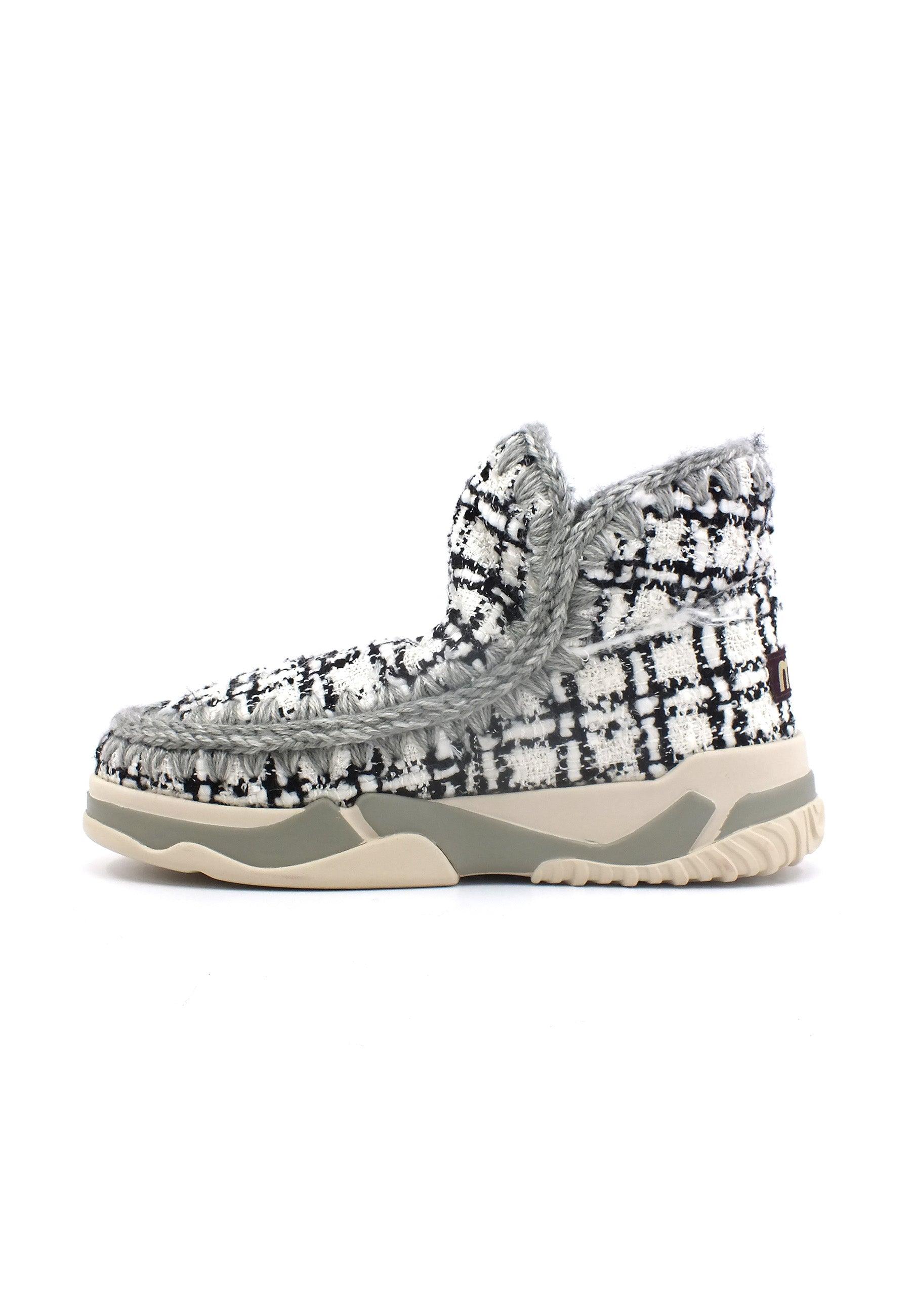 MOU Eskimo Trainer Stivaletto Pelo Donna Lurex Tweed White MU.FW201022K - Sandrini Calzature e Abbigliamento