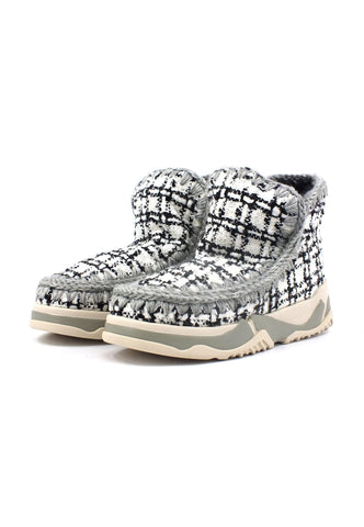 MOU Eskimo Trainer Stivaletto Pelo Donna Lurex Tweed White MU.FW201022K - Sandrini Calzature e Abbigliamento