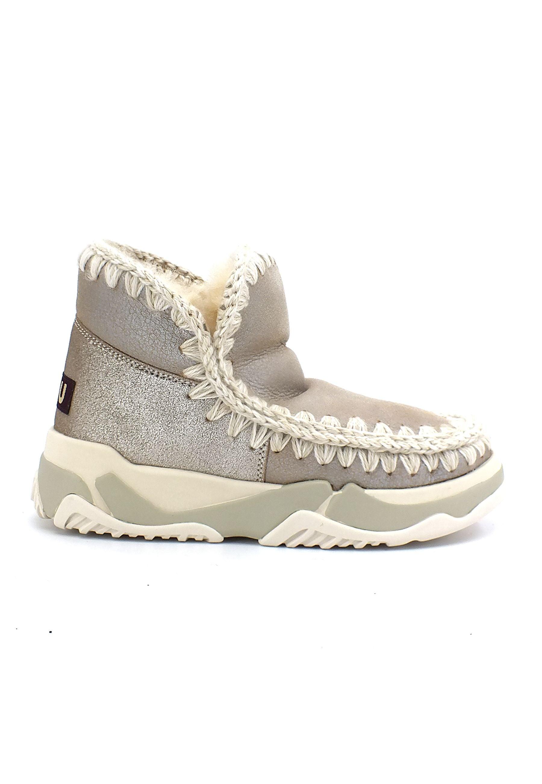 MOU Eskimo Trainer Stivaletto Pelo Donna Stone Metallic - Sandrini Calzature e Abbigliamento