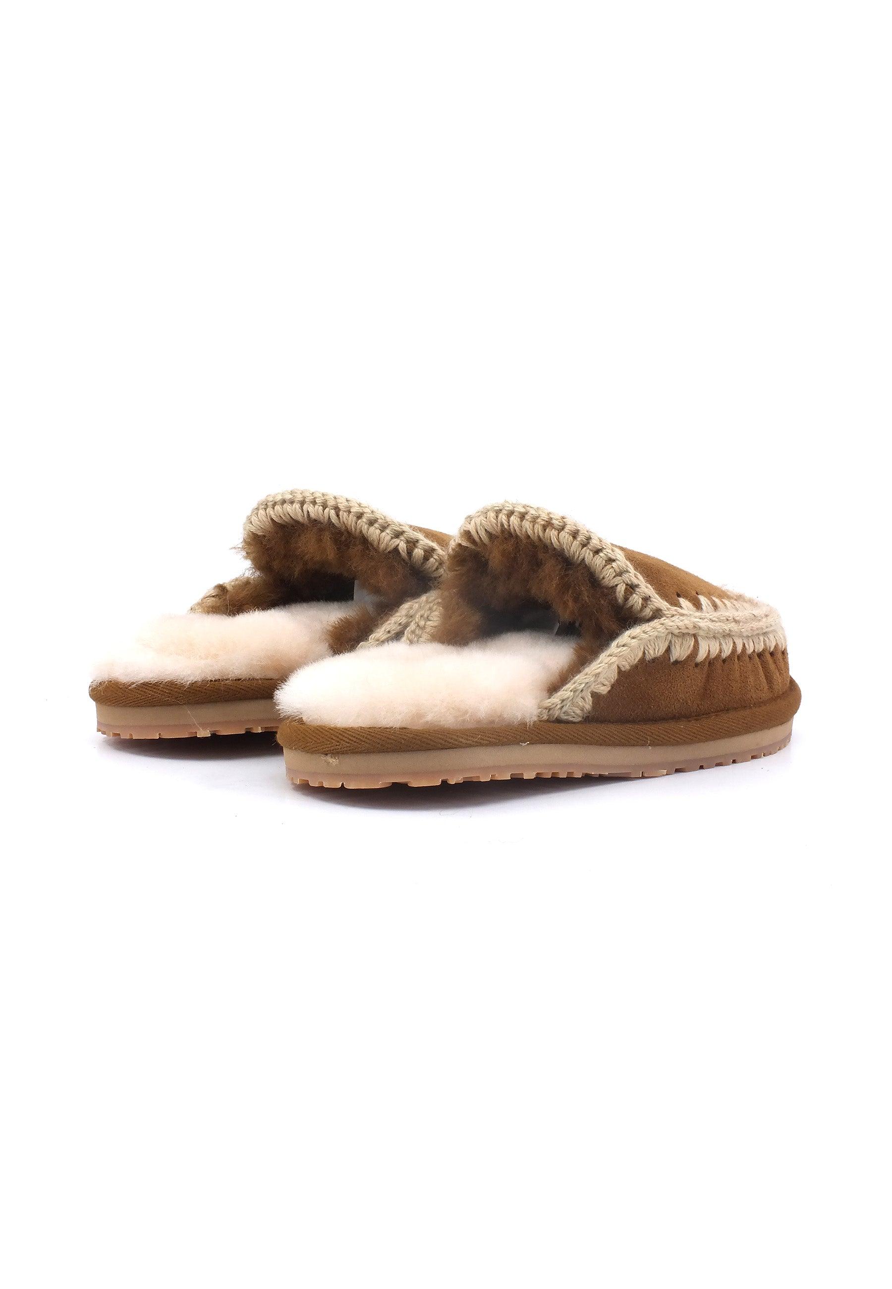 MOU Full Eskimo Ciabatta Pelo Donna Cognac Marrone MU.FW161007A - Sandrini Calzature e Abbigliamento