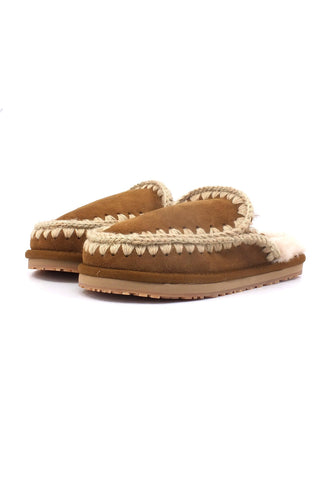 MOU Full Eskimo Ciabatta Pelo Donna Cognac Marrone MU.FW161007A - Sandrini Calzature e Abbigliamento