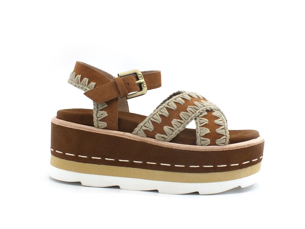 MOU Platform Criss Cross Upper Sandalo Platform Cognac MU.SW351000C - Sandrini Calzature e Abbigliamento