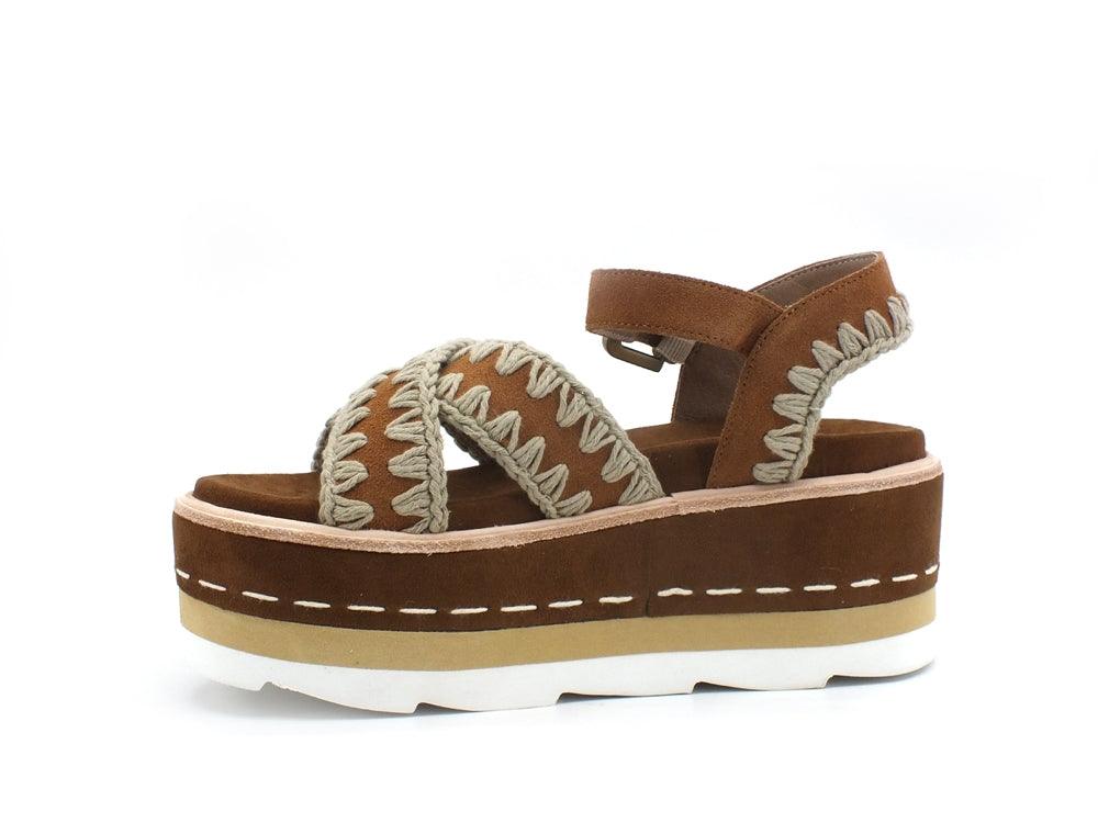 MOU Platform Criss Cross Upper Sandalo Platform Cognac MU.SW351000C - Sandrini Calzature e Abbigliamento