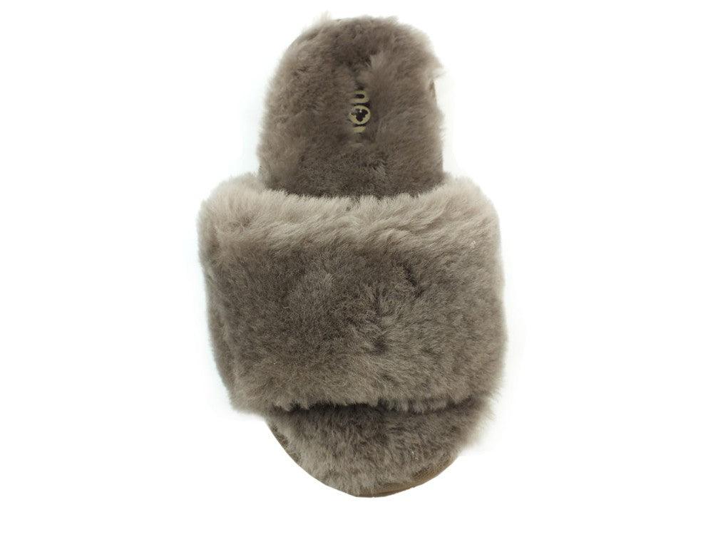 MOU Sheepskin Fur Slide Slipper Elephant Grey - Sandrini Calzature e Abbigliamento