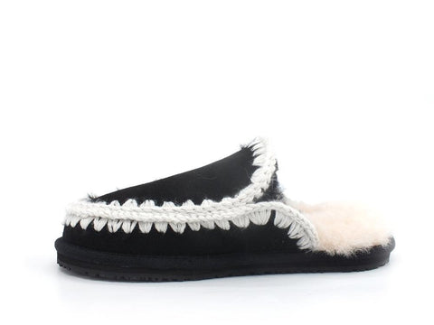 MOU Slipper Full Eskimo Stitch Ciabatta Pelo Black White MU.FW161007A - Sandrini Calzature e Abbigliamento