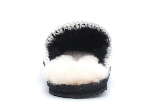 MOU Slipper Full Eskimo Stitch Ciabatta Pelo Black White MU.FW161007A - Sandrini Calzature e Abbigliamento