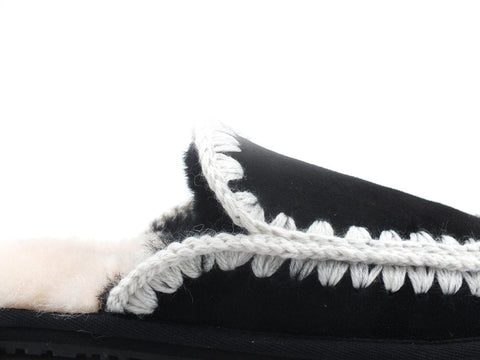MOU Slipper Full Eskimo Stitch Ciabatta Pelo Black White MU.FW161007A - Sandrini Calzature e Abbigliamento