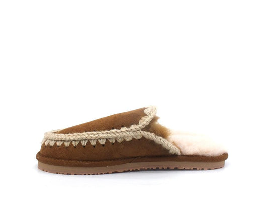 MOU Slipper Full Eskimo Stitch Ciabatta Pelo Cognac MU.FW161007A - Sandrini Calzature e Abbigliamento
