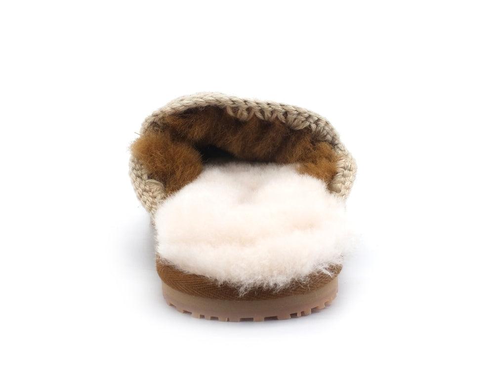MOU Slipper Full Eskimo Stitch Ciabatta Pelo Cognac MU.FW161007A - Sandrini Calzature e Abbigliamento