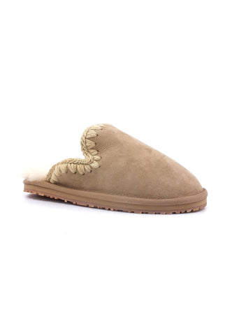 MOU Suede Eskimo Ciabatta Pelo Donna Camel Beige MU.FW161008A - Sandrini Calzature e Abbigliamento