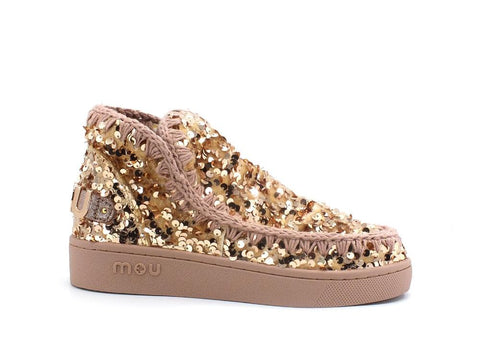 MOU Summer Eskimo Sneaker All Tone On Tone Sequins Logo Stivaletto Rose Brown MU.SW211001G - Sandrini Calzature e Abbigliamento
