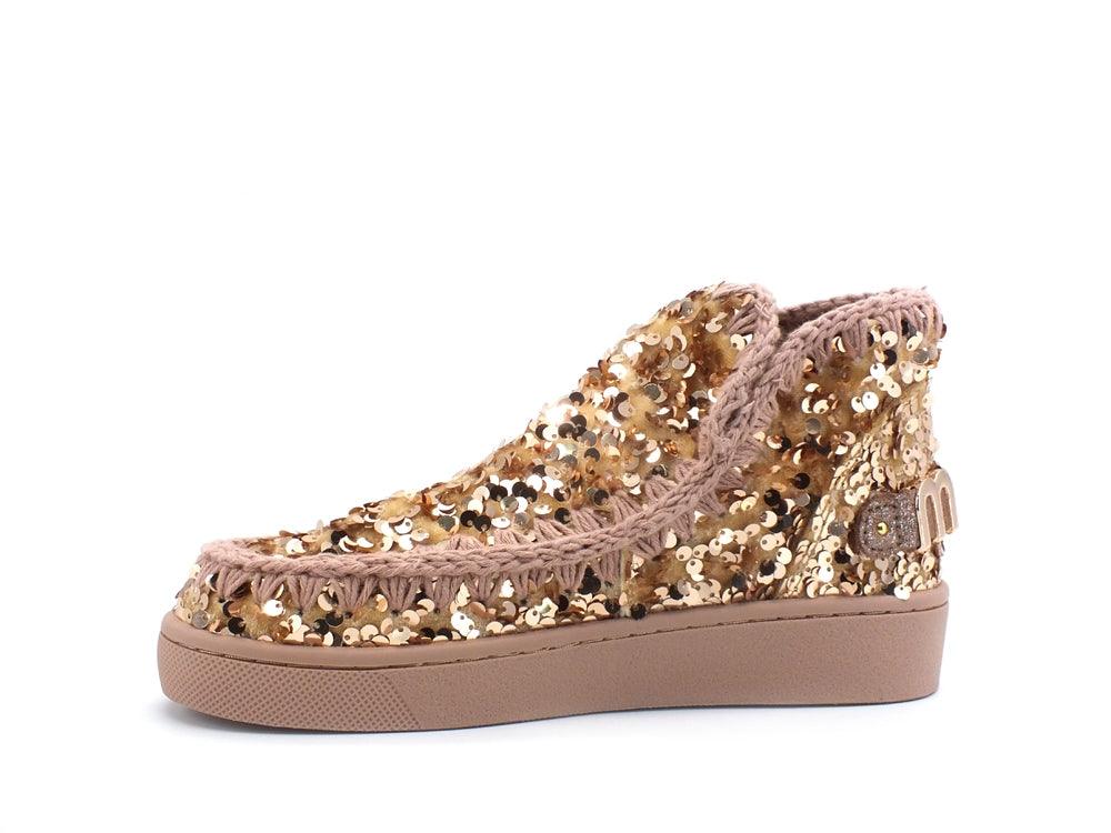MOU Summer Eskimo Sneaker All Tone On Tone Sequins Logo Stivaletto Rose Brown MU.SW211001G - Sandrini Calzature e Abbigliamento