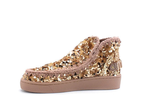 MOU Summer Eskimo Sneaker All Tone On Tone Sequins Logo Stivaletto Rose Brown MU.SW211001G - Sandrini Calzature e Abbigliamento