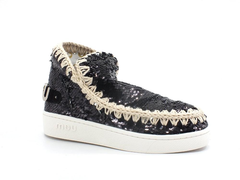 MOU Summer Eskimo Sneaker Big Metal Logo Pailettes Black White MU.SW211001G - Sandrini Calzature e Abbigliamento