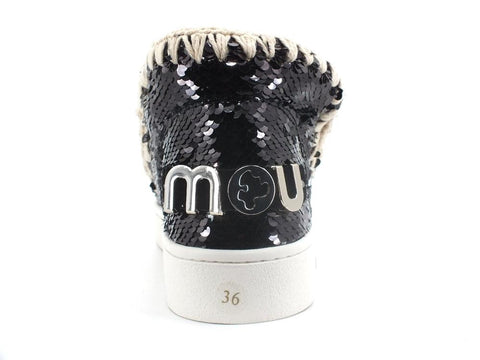 MOU Summer Eskimo Sneaker Big Metal Logo Pailettes Black White MU.SW211001G - Sandrini Calzature e Abbigliamento