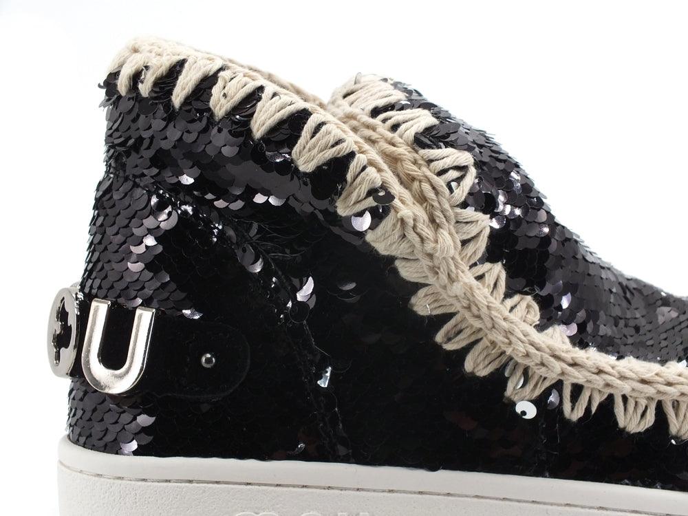 MOU Summer Eskimo Sneaker Big Metal Logo Pailettes Black White MU.SW211001G - Sandrini Calzature e Abbigliamento