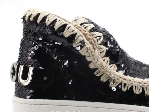 MOU Summer Eskimo Sneaker Big Metal Logo Pailettes Black White MU.SW211001G - Sandrini Calzature e Abbigliamento