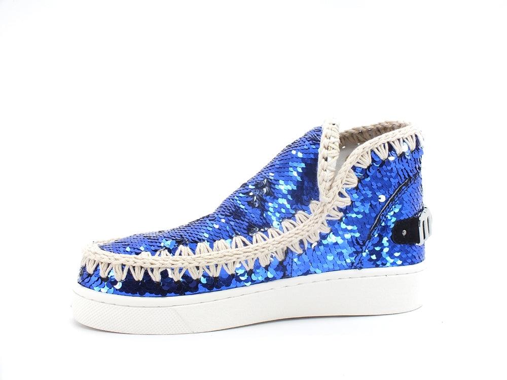 MOU Summer Eskimo Sneaker Big Metal Logo Pailettes Electric Blue Jeans MU.SW211001G - Sandrini Calzature e Abbigliamento