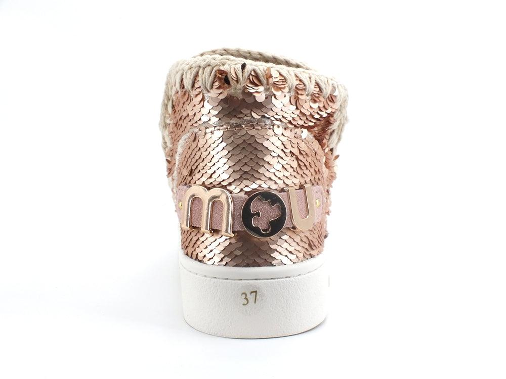MOU Summer Eskimo Sneaker Big Metal Logo Pailettes Sequins Rosegold MU.SW211001G - Sandrini Calzature e Abbigliamento