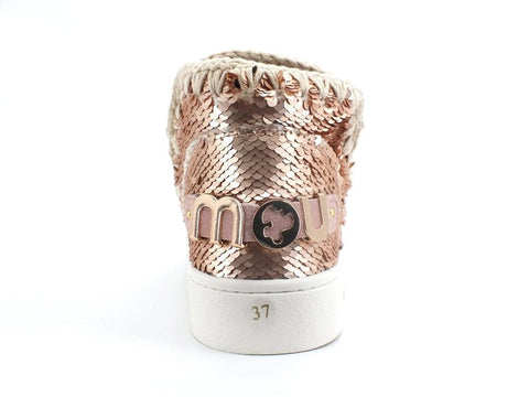 MOU Summer Eskimo Sneaker Big Metal Logo Pailettes Sequins Rosegold MU.SW211001G - Sandrini Calzature e Abbigliamento