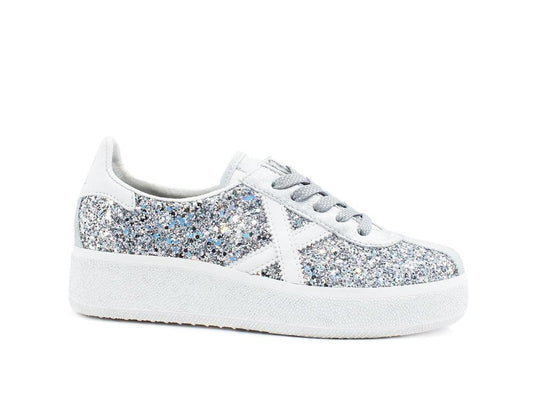 MUNICH Barru Sky 65 Sneaker Glitter Silver 8295065 - Sandrini Calzature e Abbigliamento