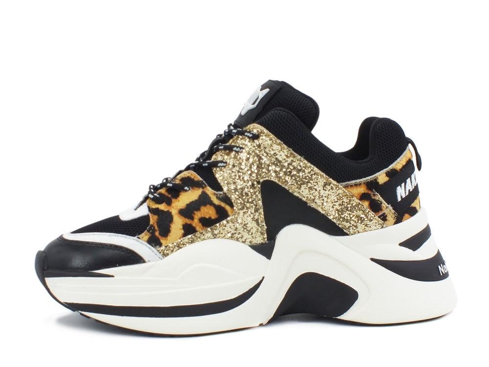 NAKED WOLFE Track Gold Glitter Black Leopard NWSTRACK - Sandrini Calzature e Abbigliamento