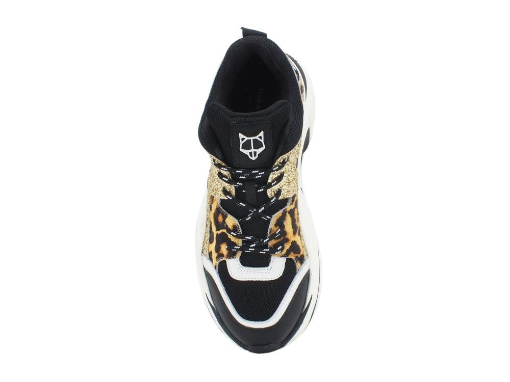NAKED WOLFE Track Gold Glitter Black Leopard NWSTRACK - Sandrini Calzature e Abbigliamento