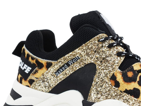 NAKED WOLFE Track Gold Glitter Black Leopard NWSTRACK - Sandrini Calzature e Abbigliamento