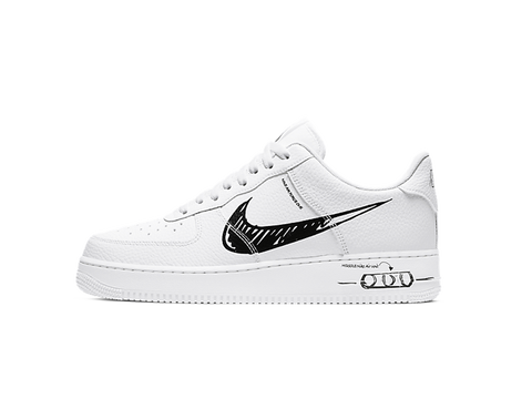 NIKE AIR FORCE 1 LOW LV8 UTILITY SNEAKER SKETCH WHITE BLACK CW7581 101