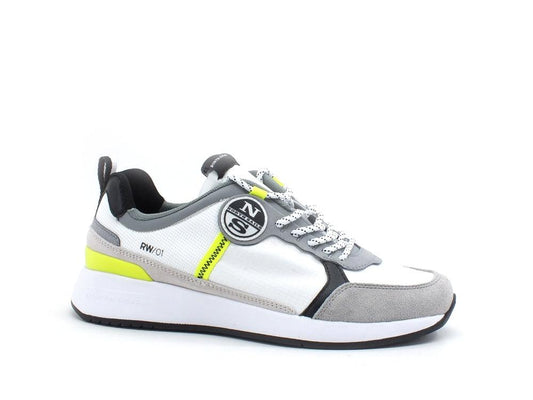 NORTH SAILS Sneaker Running Tricolor Uomo White Gray Yellow Fluo RW-01WAVE015 - Sandrini Calzature e Abbigliamento