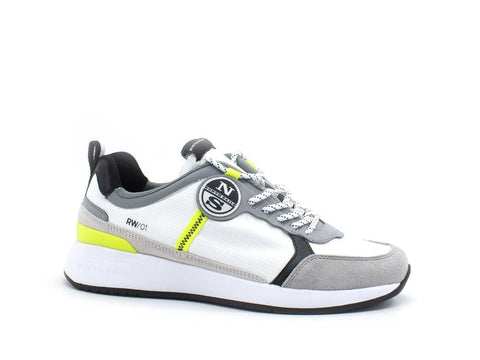 NORTH SAILS Sneaker Running Tricolor Uomo White Gray Yellow Fluo RW-01WAVE015 - Sandrini Calzature e Abbigliamento