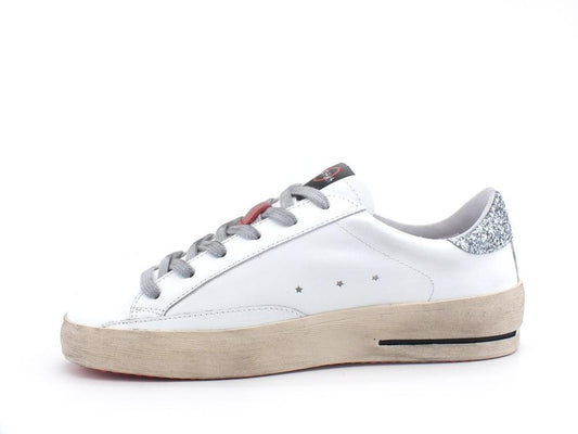 OKINAWA Low Plus Limited Sneaker Glitter Bianco Nero Argento 1872 - Sandrini Calzature e Abbigliamento