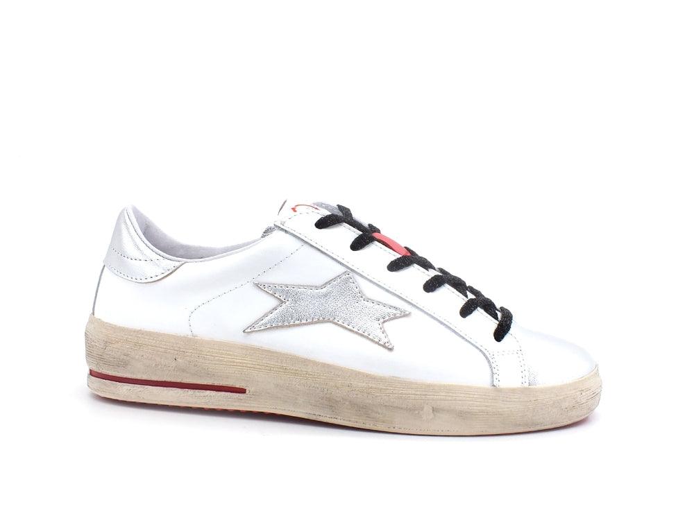 OKINAWA Low Plus Limited Sneaker Laminata Bianco Argento 2129 - Sandrini Calzature e Abbigliamento