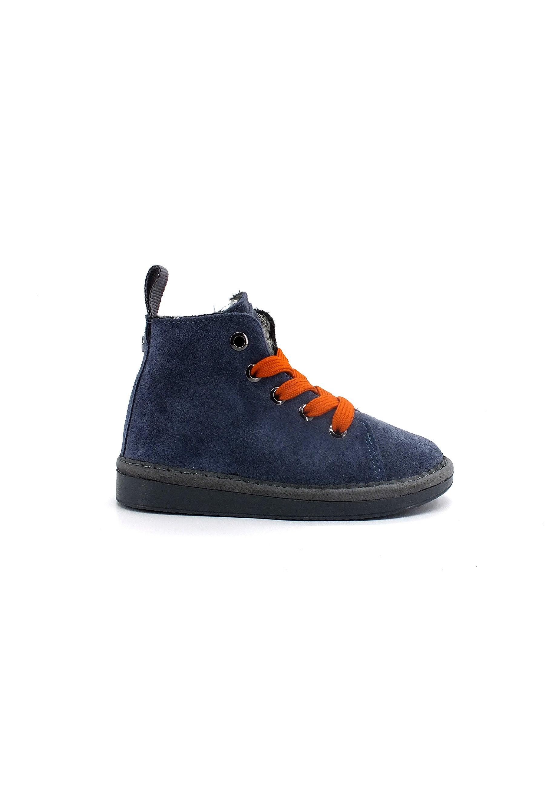 PAN CHIC Ankle Boot Sneaker Pelo Bimbo Dark Blue Burnt Orange P01B1400200006 - Sandrini Calzature e Abbigliamento